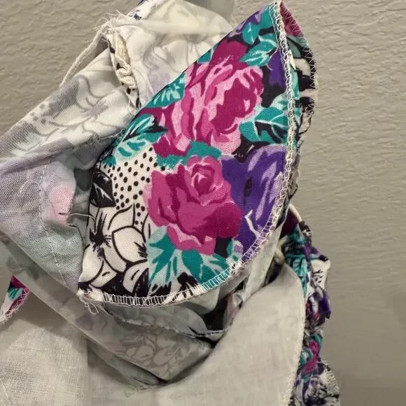 VTG 80s Floral Dress Romantic Cottagecore Lace Collar Waist 3/4 Sleeve Pullover - Picture 6 of 6